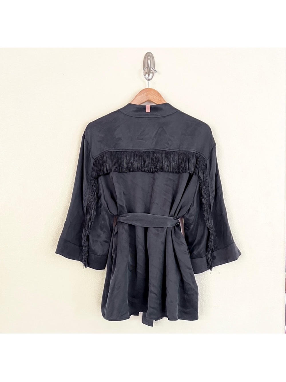LUNYA Silk Fringe Robe in Immersed Black